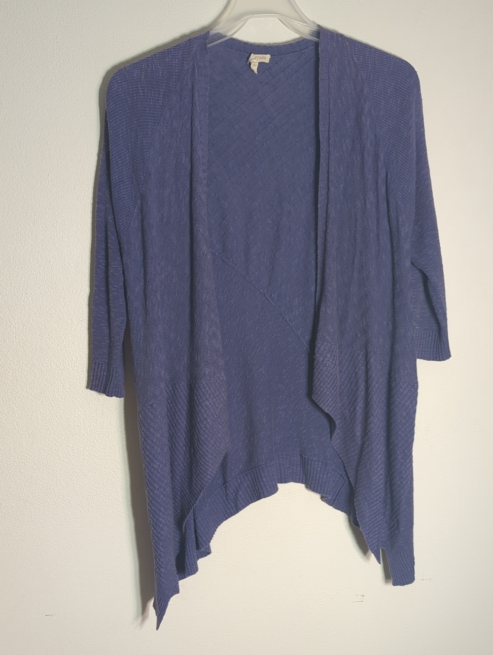 Eileen Fisher Womens Open Waterfall Cardigan Sweater Linen Cotton Quiet Luxury M